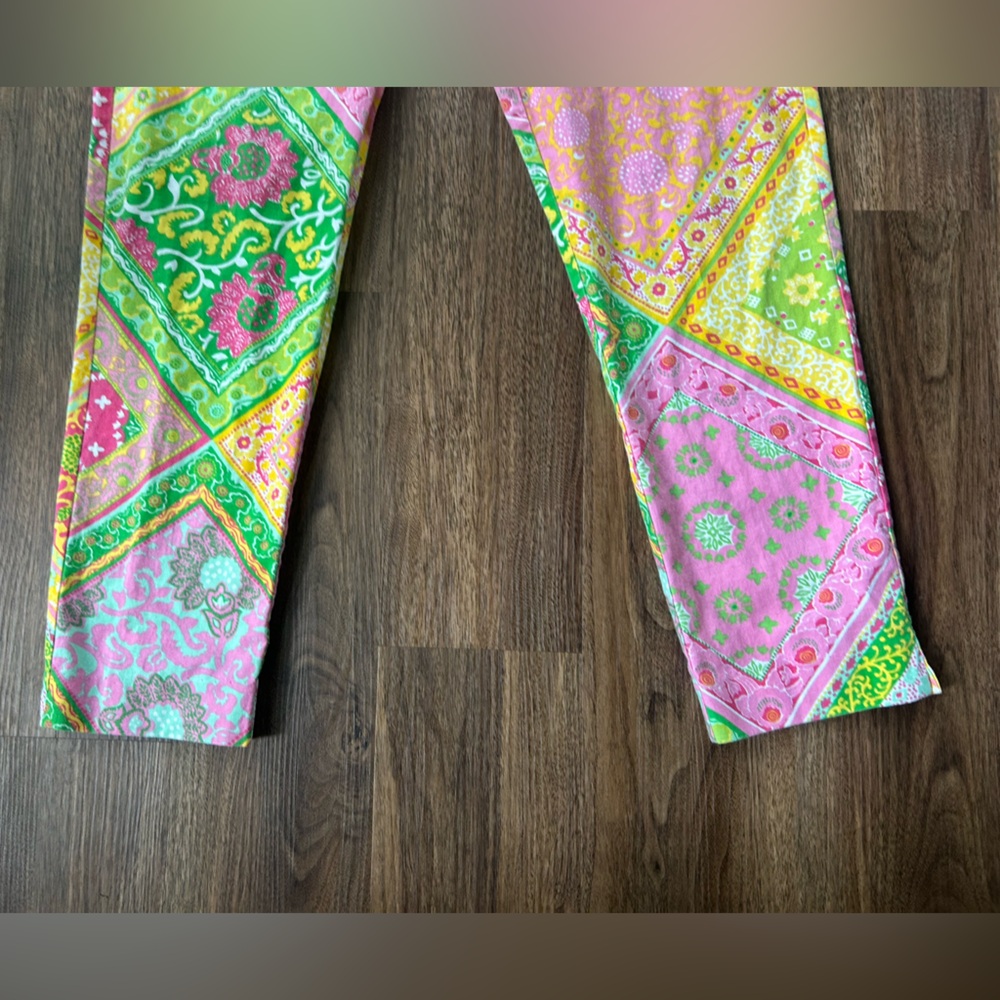 Y2K MARY JANE MARCASIANO Patchwork Paisley Ankle Pants Preppy Resort Statement 6 - Picture 7 of 12